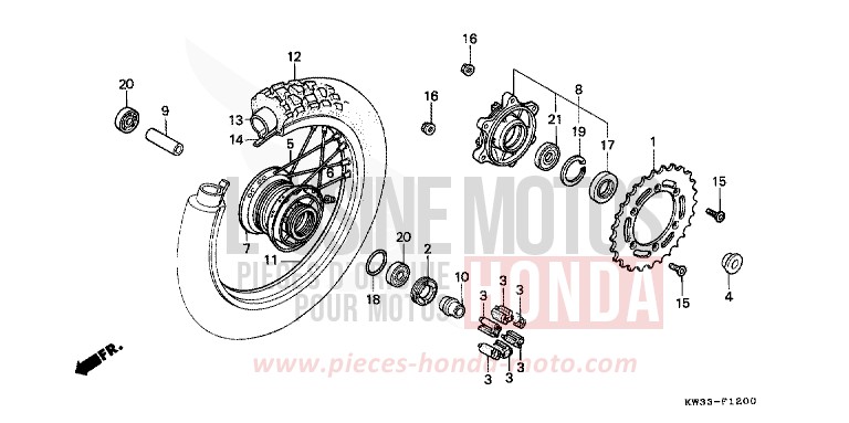 HINTERRAD von Dominator 250 PEARL CRESCENT WHITE-A (NH139) von 1989